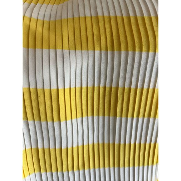 Anthropologie Maeve Citron Pleated Tank Top Yellow White Blouse - Picture 3 of 5